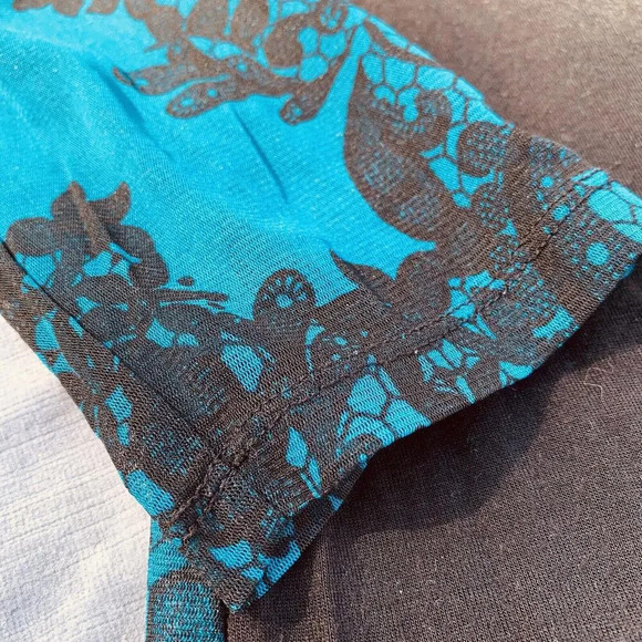 INC International Concepts Womens 3X Shirt Contrast Top Blue Floral Long Sleeve - Picture 8 of 8